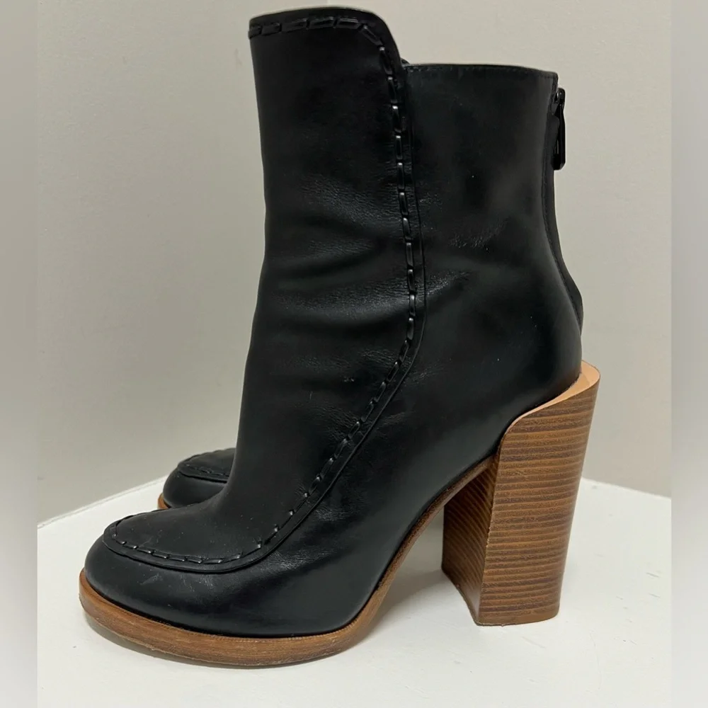 3.1 Phillip Lim Jasper Saddle-Stitch Leather Black Bootie - Picture 3 of 8